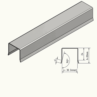 Versandmetall Edelstahl Zaun Abdeckprofil U-Profil Innen 30 mm 1.4301 Gebürstet/Schliff Korn320