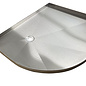 Versandmetall RVS douchebak, douchebak { R3A } 1,5mm, BINNENKANT snede K320, afmetingen 915x750mm, hoogte 30mm 1 afvoergat volgens schets, geen omlopende rand! , bekroning ca. 10 mm, afronding volgens schets