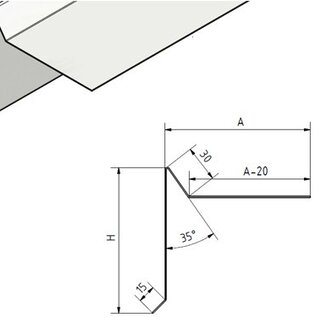 Versandmetall Set ( 10x2mtr ) Ortgangblech Sondermaß H= 170 x100 - aus 1mm Edelstahl- 90° 3-fach gekantet, Oberfläche mit Schliff Korn 320 inklusive 2 90 Gard Ecken