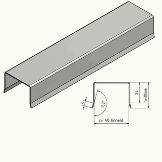 Versandmetall Edelstahl Zaun Abdeckprofil U-Profil Innen 40 mm 1.4301 Gebürstet/Schliff Korn320