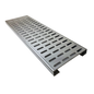 Versandmetall Bangkirai gootblad van 1,5 mm, geborsteld RVS K320 voor afvoerkanalen inlaatbreedte 145 mm