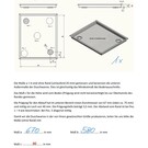 Versandmetall Sonder Edelstahl Duschwanne, Duschtasse { R3A } Materialstärke 1,5mm, INNEN Schliff K320, Maße 670x580mm  Ablaufbohrungen gem. Skizze, Höhe 30mm