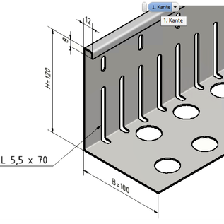 Versandmetall Bande de gravier grande - aluminium Al99.5 - perforée - pliée à 90 °