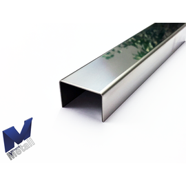 Versandmetall RESTERENDE VOORRAAD [7B] U-profiel van gevouwen RVS, materiaaldikte 1mm axcb 20x25x20 mm, lengte 2000 mm IIID spiegellook