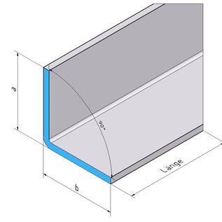 Versandmetall Angle spécial en aluminium de 1,0 ou 1,5 mm, simplement plié, surface d'un côté EXTÉRIEUR avec revêtement en bandes anthracite (similaire à RAL 7016) 175x175 mm, longueur 2000 mm (2,0 m)