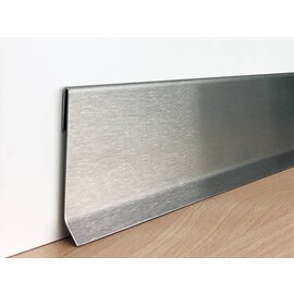 Versandmetall Voordeelset 120 meter (48 x 2500 mm) SLF-2, 60 mm hoog basisprofiel van RVS, met sponning voor eenvoudige bevestiging, oppervlak aan één zijde met slijpkorrel 320 incl. 300 stuks houder/steun voor SLF