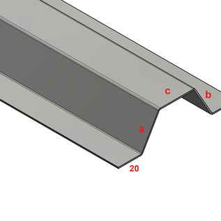 Versandmetall Omega-Profil 20, Kabelbrücke aus Edelstahl 4-fach gekantet, Oberfläche einseitig mit Schliff Korn 320,  Länge 2 m