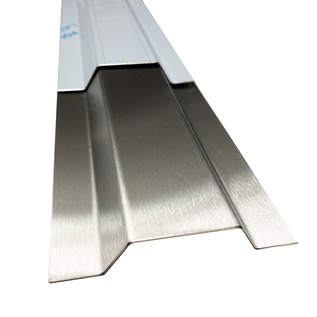 Versandmetall Omega-Profil 35, Kabelbrücke aus Edelstahl 4-fach gekantet, Oberfläche einseitig mit Schliff Korn 320,  Länge 2 m