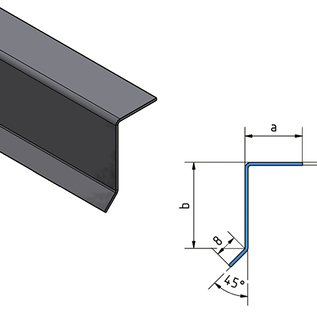Versandmetall Ortgangblech  groß, Pultdach, Edelstahl, mit Tropfkante aussen  L bis 2500 mm Schliff K320