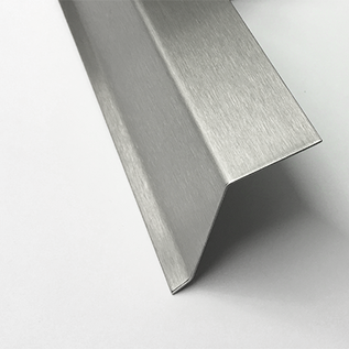 Versandmetall Ortgangblech  groß, Pultdach, Edelstahl, mit Tropfkante aussen  L bis 2500 mm Schliff K320