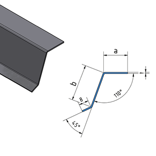 Versandmetall Tôle de grande rive, toit en appentis, aluminium brut, avec larmier extérieur L jusqu'à 2500 mm