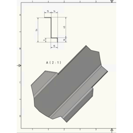 Sonder Edelstahlblende, Oberfläche einseitig geschliffen K320, mit Schutzfolie, Maße 45x29x ca. 1020mm, t= 1,0 mm - nach Skizze