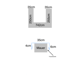 Versandmetall -Set [ca. 12,6mtr] wandafdekking van 1mm antraciet aluminium (RAL 7016) breedte 350mm a/b 40/60mm 1 stuk 2,0 m, 4 stuks 2,5 m, 6 stuks verbindingsstukken, 2 eindstukken, 2x 90° hoeken
