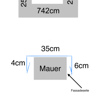 Versandmetall -Set [ ca 12,6mtr ] Mauerabdeckung aus 1mm Alu anthrazit ( RAL 7016) Breite 350mm a/b 40/60mm  1St  2,0m,  4St 2,5m,  6St  Verbinder, 2 Endstück, 2x 90° Ecke