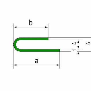 Versandmetall V4A Klemmprofil Spalt 4mm Edelstahl a/b 40/10mm t= 1,0mm Länge 2500 mm, außen Schliff K320