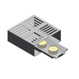 Versandmetall 2-delige warmer van RVS, 15x15x5,5cm voor 2 theelichtjes