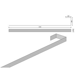 Set 6 StückSockelblende, 2350/300/200 x100 mm einseitig Schliff K320, Blechstärke 1,5 mm, Ecken nach 2350 geschweißt, gebeizt ( Dekonaht )