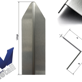 Versandmetall Set spécial [60 pièces] Protection d'angle moderne avec pointe à un seul tranchant, 40x40x1mm longueur 1500mm en acier inoxydable, surface sur un côté avec grain de meulage 320