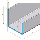 Versandmetall Set (35m = 14x2,5m) speciaal U-profiel 1,5mm RVS BUITEN korrel 320 axcxb axcxb 20x22x10mm lengte 2500mm