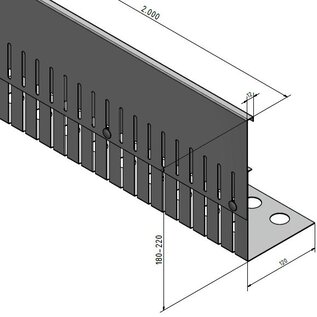 Versandmetall Grindvangrail RVS hoogte verstelbaar 1.4301 hoogte 180-220mm