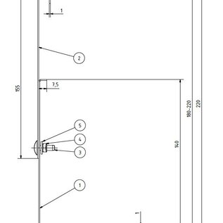 Versandmetall Grindvangrail RVS hoogte verstelbaar 1.4301 hoogte 180-220mm