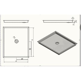 Versandmetall Speciaal - 2 stuks RVS douchebak, douchebak {R3A} 1,5mm, BINNENslijping K320, afmetingen inclusief rand: 700x700mm, hoogte 80mm, rondom rand 20mm, afvoer in het midden