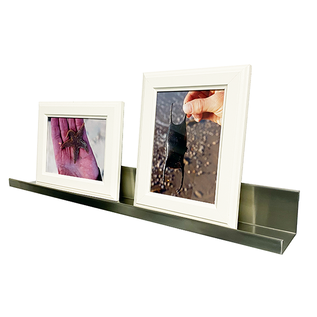 Versandmetall Cimaise longue (150 cm) en acier inoxydable V2, tableau photo, étagère à épices, en acier inoxydable de haute qualité avec fixation dissimulée, rectifiée des deux côtés (grain 320)