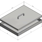 Versandmetall Cuve spéciale en acier inoxydable avec couvercle, { R1 } 1,5 mm, mouture extérieure K320 partie inférieure (cuve) 200x300 mm hauteur 150 mm, couvercle 205x305x202 mm