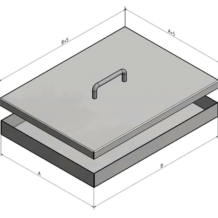 Versandmetall Speciale roestvrijstalen kuip met deksel, { R1 } 1,5 mm, buitenslijping K320 onderste deel (kuip) 200x300mm hoogte 150mm, deksel 205x305x202mm