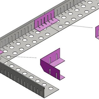 Versandmetall Sonderset ( 4tlg. ) Kiesfangleiste  mit Falz  - Edelstahl – ungelocht –90° gekantet. H=120mm B=100mm 1xL=820mm 1xL=1420mm 1xL=1500mm 1x Inneneckverbinder zum kleben/nieten