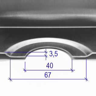 Versandmetall Restanten: RVS douchebak, douchebak {R1} 1,5 mm, BINNENKnip K320, diepte 450 mm, breedte 450 mm, 1 afvoergaatje, hoogte 20mm, - Copy
