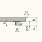 Versandmetall Sonder - Edelstahl Duschwanne, Duschtasse { R3A } 1,5mm , INNEN Schliff K320, Maße inkl Rand:655x725mm, Tiefe 110 mm, umlaufender Rand 27,5mm gemäß Skizze, Ablauf unten rechts - Prägung VM_Standard