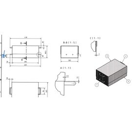 Versandmetall Speciale roestvrijstalen kuip met deksel, { R1 } 1,5 mm, buitenslijping K320 bodemdeel (kuip) 465x262mm hoogte 115mm, deksel 400x267mm hoogte 66,5mm