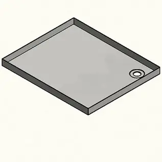 Versandmetall RESTERENDE VOORRAAD douchebak van roestvrij staal, douchebak {R3} 1,5 mm, INTERNE slijping K320, 800x800 mm, hoogte 20 mm, 1 afvoerhoek