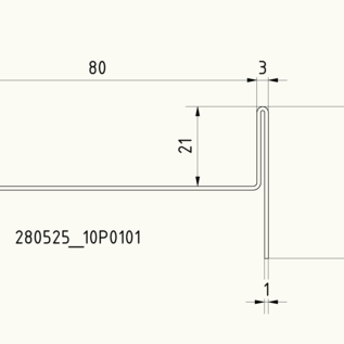 Versandmetall  Profil spécial en acier inoxydable V2A hauteur 40 mm largeur 83 mm longueur 2000 mm, épaisseur de la tôle 1,0 mm, grain de meulage extérieur 320