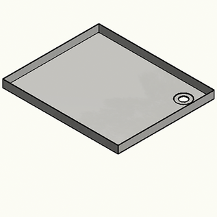 Versandmetall Edelstahl Duschwanne, Duschtasse { R3 } 1,5mm, INNEN  Schliff K320, 550x700mm, Höhe 50mm, 1 Abläuf in der Ecke