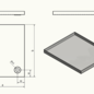 Versandmetall Edelstahl Duschwanne, Duschtasse { R3 } 1,5mm, INNEN  Schliff K320, 550x700mm, Höhe 50mm, 1 Abläuf in der Ecke