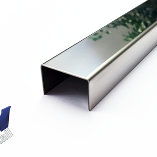 Versandmetall RESTERENDE VOORRAAD [7B] U-profiel van gevouwen RVS, materiaaldikte 1mm axcb 20x25x20 mm, lengte 2000 mm IIID spiegellook  - Copy