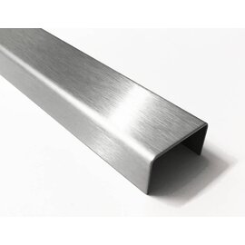Versandmetall RESTPOSTEN [12A] 2er Set U-Profil aus Edelstahl 2-fach gekantet, Materialstärke 1,0mm, Oberfläche einseitig mit Schliff Korn 320, Sichtseite AUSSEN, axcxb: 20x20x20mm, Länge 1250mm