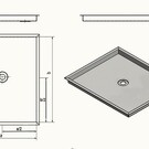 Versandmetall Sonder - Edelstahl Duschwanne, Duschtasse { R3A } 1,5mm , INNEN Schliff K320, Maße inkl. Rand: 780x680mm, Höhe 30mm, umlaufender Rand 20mm ,1 Ablauf in der mitte