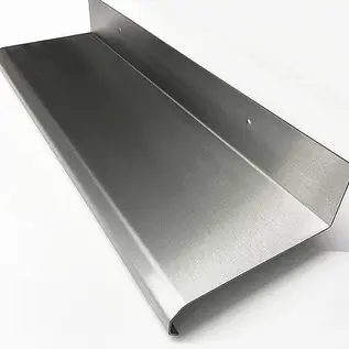 Versandmetall RESTERENDE VOORRAAD Stabiele roestvrijstalen plaat RVS keukenplank fijn gemalen korrel 320 (zichtzijde) variant 3, materiaaldikte 1,5 mm, lengte 1500 mm, afmetingen volgens schets ZONDER beschermfolie