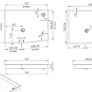 Versandmetall Sonder - Edelstahl Duschwanne, Duschtasse { R3A } 1,5mm , INNEN Schliff K320, Maße inkl. Rand: 769x585mm, Höhe 65mm,umlaufenden Rand 16mm, 2 Ablaufbohrungen