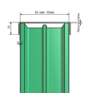 Versandmetall STOCK RESTANT [5A] Profilé de bordure pour brique de verre Profilé en U en acier inoxydable de 1,0 mm adapté aux briques de verre de 80 mm Surface unilatérale avec grain de meulage 320, côté visible EXTÉRIEUR, longueur 2500 mm