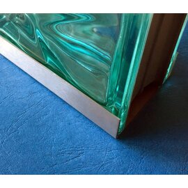 Versandmetall RESTPOSTEN [5A ] Einfassprofil Glasbaustein U-Profil aus 1,0 mm Edelstahl geeignet für Glasbaustein 80mm Oberfläche einseitig mit Schliff Korn 320, Sichtseite AUSSEN, Länge 2500mm