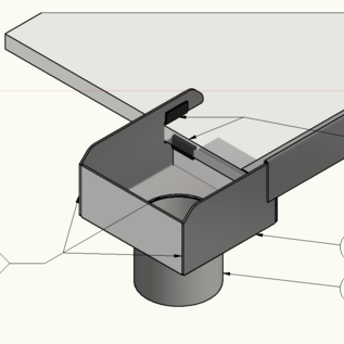 Versandmetall Regenrinne Glasdach 13mm und 18 mm,  Sonderablauf - Endstück mit Ablaufstutzen d=60,3 mm- aus Edelstahl 1.4301 außen Schliff K320