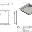 Versandmetall Sonder Edelstahl Duschwanne, Duschtasse { R1/3A-1} 1,5mm, INNEN Schliff K320, Tiefe 630 mm, Breite 590 mm, 1 Ablaufbohrung für 35mm Siphon, in der Ecke , Höhe 80mm 2-seitiger Rand 2 Seiten 45mm ,2 Seiten 60 mm gefertigt nach Kundenskizze ,Ablauf 70x70mm