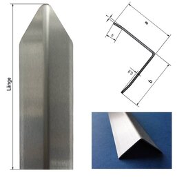 Versandmetall Sonderset [ 123 Stück ] Eckschutzwinkel modern mit Spitze 3-fach gekantet, 30x30x1mm Länge 1800mm aus Edelstahl , Oberfläche einseitig mit Schliff Korn 320 , 20 Stück High-Tech- Kleb- und Dichtstoff ,290ml, grau