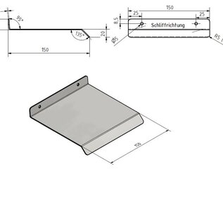 Versandmetall Speciale weersbescherming, klein lessenaarsdak met druiprand van 1,5 mm dik aluminium, antraciet aan één zijde, L=800mm, d=250mm - Kopie