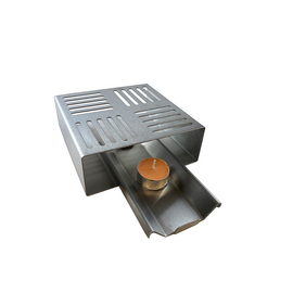 Versandmetall 2-delige warmer van RVS, 15x15x5,5cm voor 2 theelichtjes