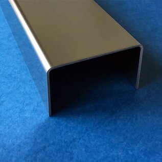 Versandmetall RESTE [1A] Profilé en U en acier inoxydable, double pli, épaisseur 2 mm, finition grain 320 sur une face, face visible EXTÉRIEURE, dimensions (a x c x l) : 25 x 50 x 25 mm, longueur 500 mm